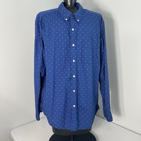 American Eagle Outfitters Other - American Eagle Button Down LS Shirt Mens XL Blue w/Wht Diamond Print Classic Fit